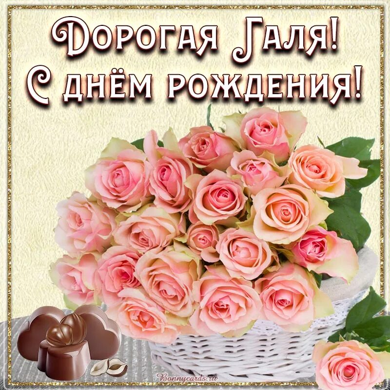 Картинка с днем рождения галя красивые Открытка - поздравление Гале на день рождения с конфетами