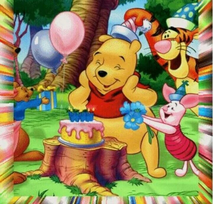 Картинка с днем рождения винни Pin by Rali Barsa on Happy birthday / Animacion/ Funny Winnie the pooh birthday,