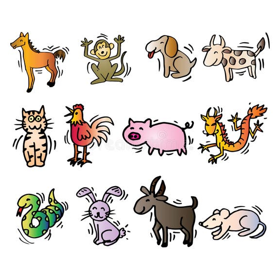 Картинки 12 животных года для детей Horoscope Style Stock Illustrations - 35,083 Horoscope Style Stock Illustrations