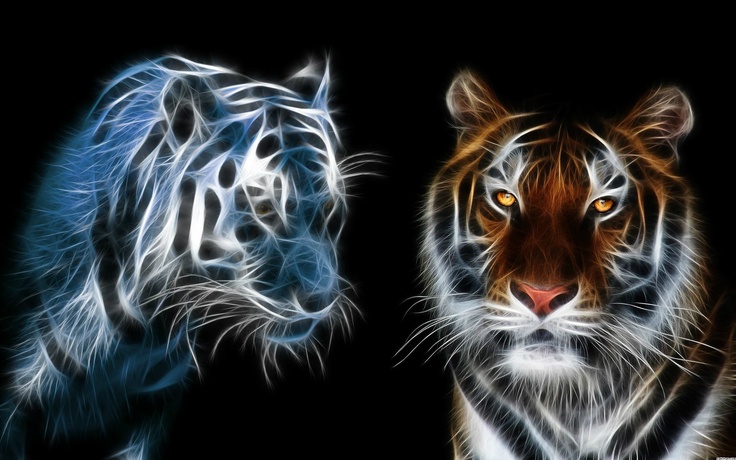 Картинки 3д животные Fractal Tigers Animals images, Animals, Fractal images