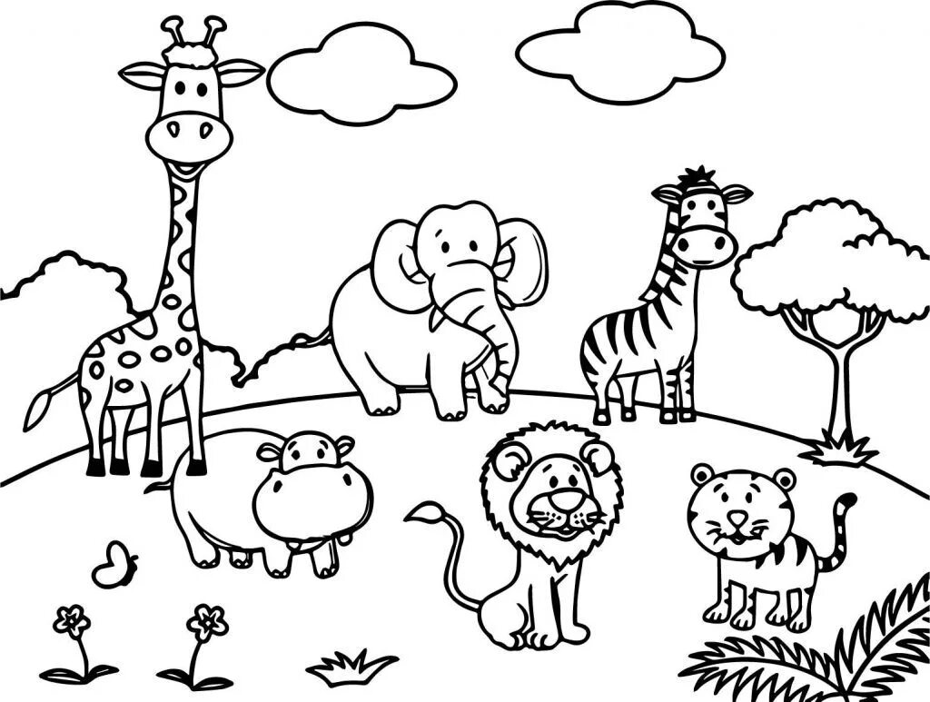 Картинки а4 животные Printable Coloring Pages Zoo animal coloring pages, Zoo coloring pages, Animal c