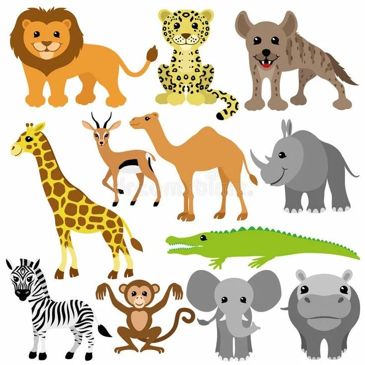 Картинки без животных Vector Set. African Animals. Stock Vector - Illustration of drawing, decor: 3972