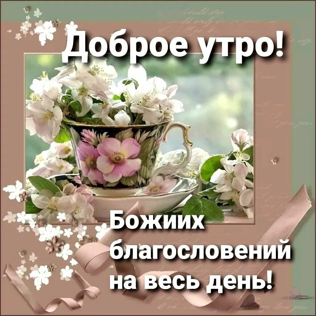 Картинки благословенного дня и хорошего настроения Аленький цветочек ВКонтакте Christian cards, Tea cups, Good morning
