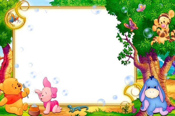 Картинки детские для оформления текста Winnie the Pooh Transparent Kids Frame