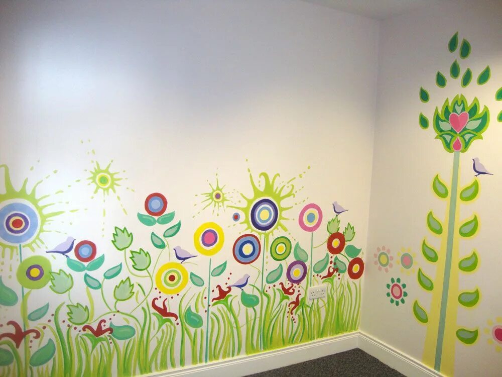 Картинки для детского сада оформление стен Mural floral, Peinture murale, Idées de décor
