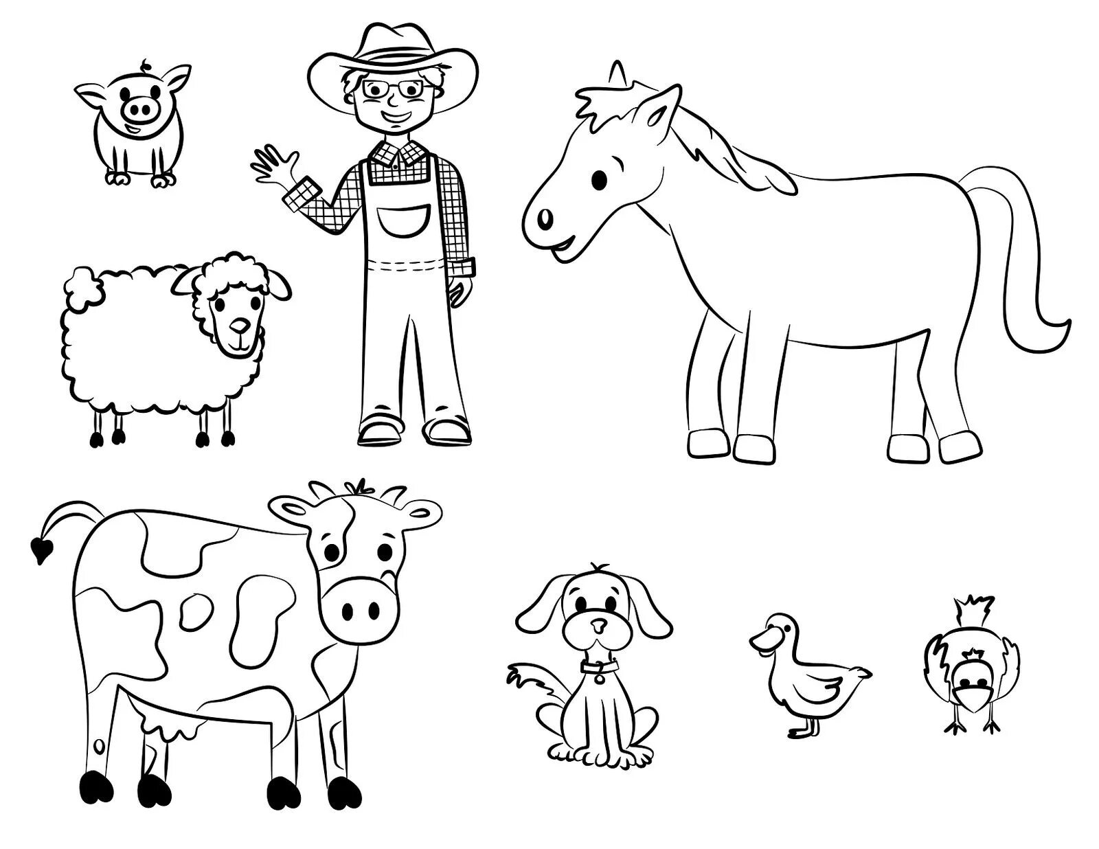 Картинки для раскрашивания домашние животные Cute Farm Animals Coloring Pages For Kids American Things Coloring Page Farm ani