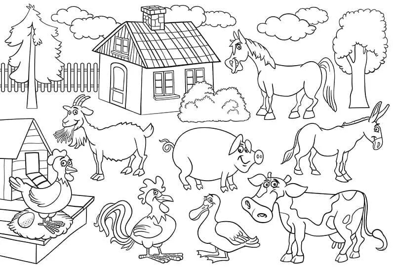 Картинки для раскрашивания домашние животные Farm Animal coloring pages - ColoringLib