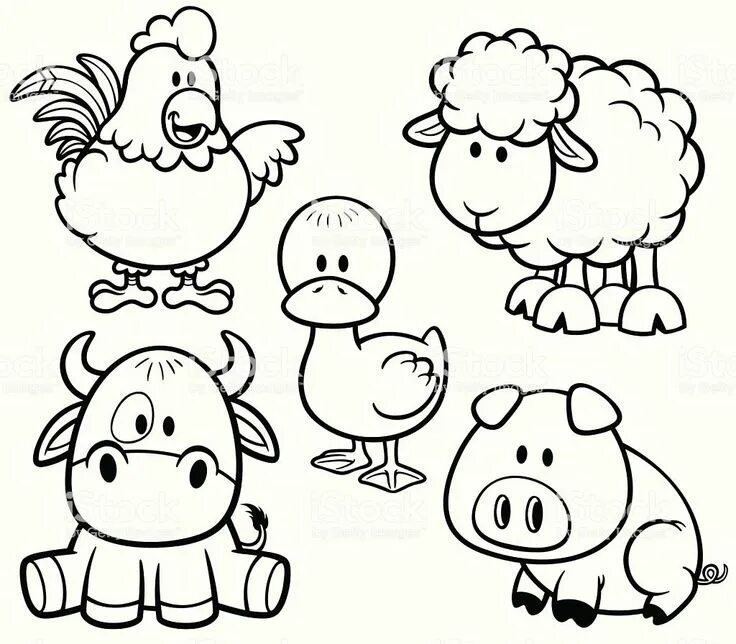 Картинки для раскрашивания домашние животные Vector Illustration of Cartoon Animals farm set - Coloring book Coloring books, 