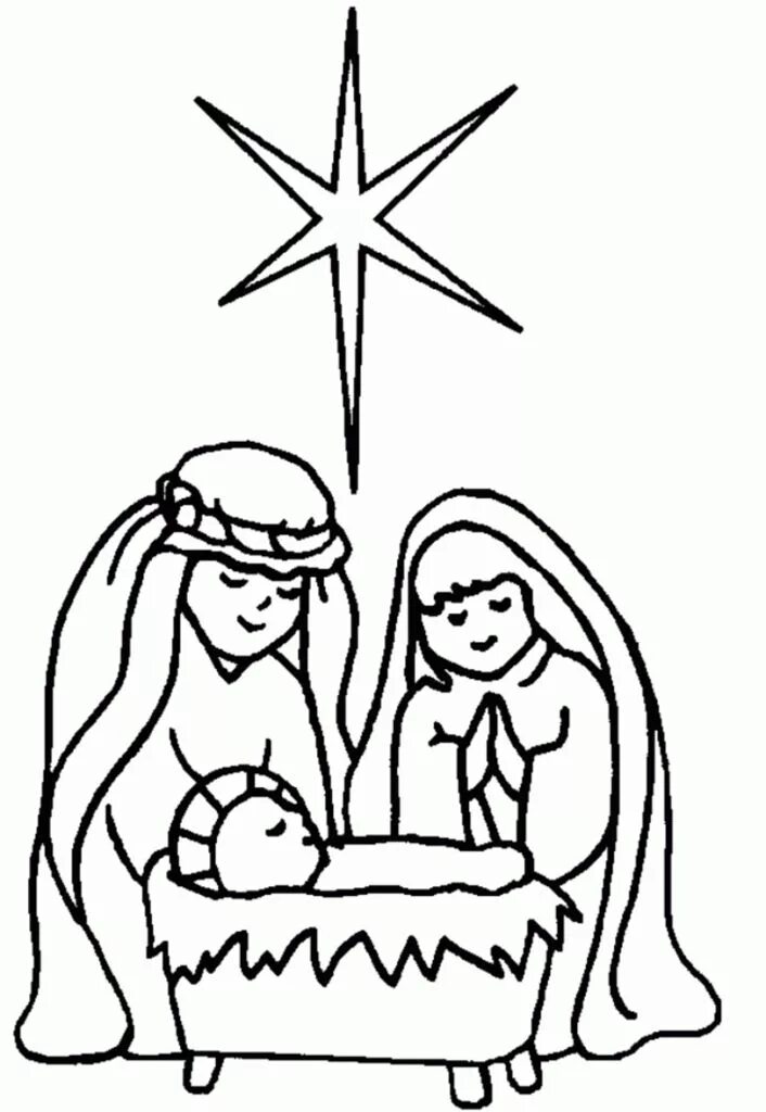 Картинки для срисовки рождество Free Printable Nativity Coloring Pages for Kids Páginas para colorear de navidad