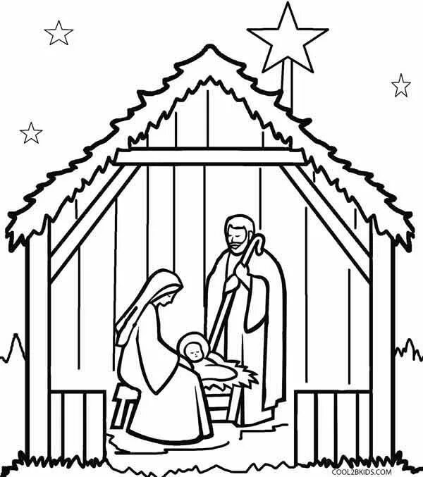 Картинки для срисовки рождество Image result for simply nativity coloring pages Nativity coloring pages, Nativit