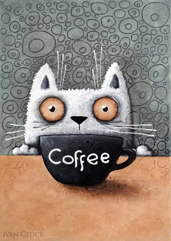 Картинки доброе утро необычные красивые с котиками Coffee Cat, Cat Drawing, Cute Cat, Coffeine Cat - Etsy Canada Cat coffee, Coffee