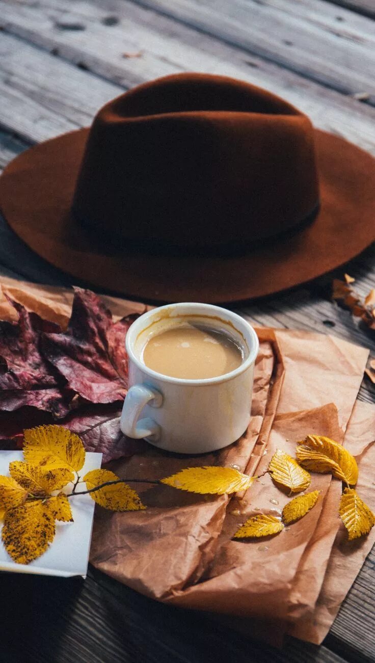 Картинки доброе утро осенние с кофе Fall mood &#10084;&#65039; autumn aesthetic, coffee, hat, fall leaves, October, 