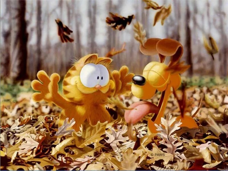 Картинки доброго дня осенние прикольные позитивные Garfield & Odie fall 3D Garfield wallpaper, Fall fun, Garfield