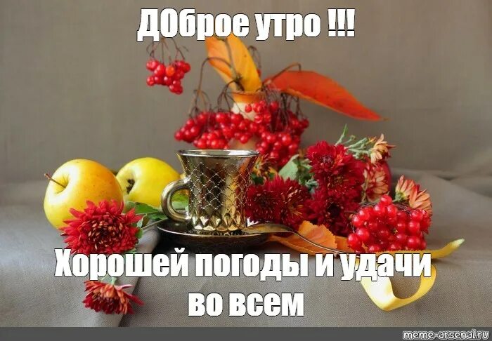 Картинки доброго утра осенние позитивные и здоровья Meme: "ДОброе утро !!! Хорошей погоды и удачи во всем" - All Templates - Meme-ar