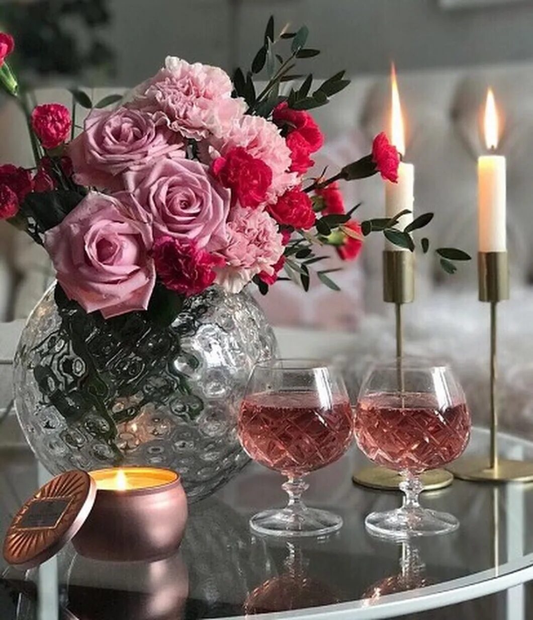 Картинки добрый вечер красивые необычные скачать Pin on Este Romantic candles, Animal flower arrangements, Rose