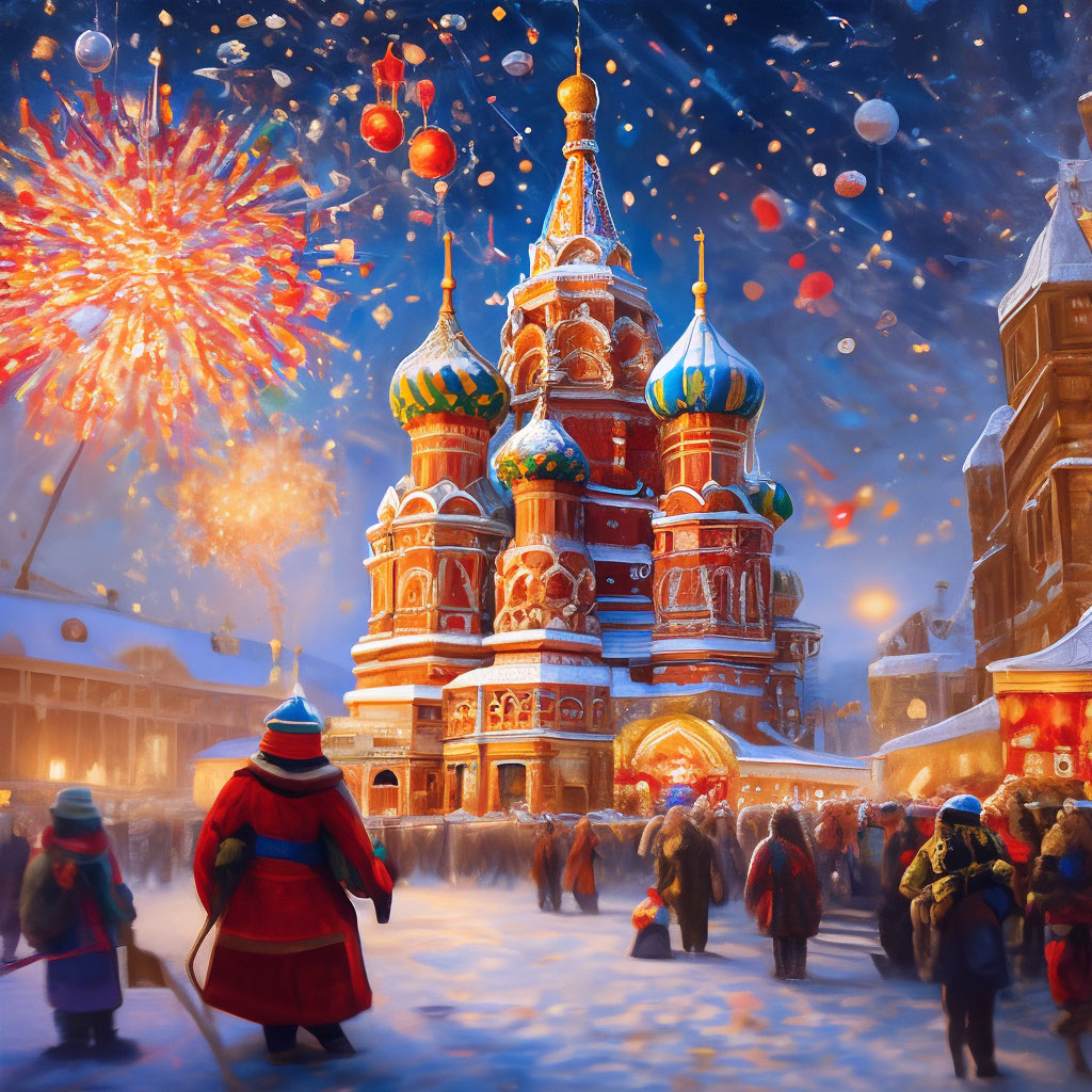 Картинки где новый год "New year in russia" - image created in Shedevrum