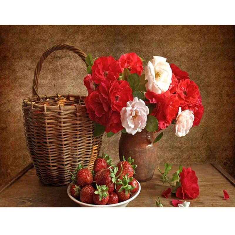 Картинки хорошего четверга красивые с пожеланиями FULL square DIY 5D Red Flowers & Strawberry Diamond Painting Cross Stitch Kids H