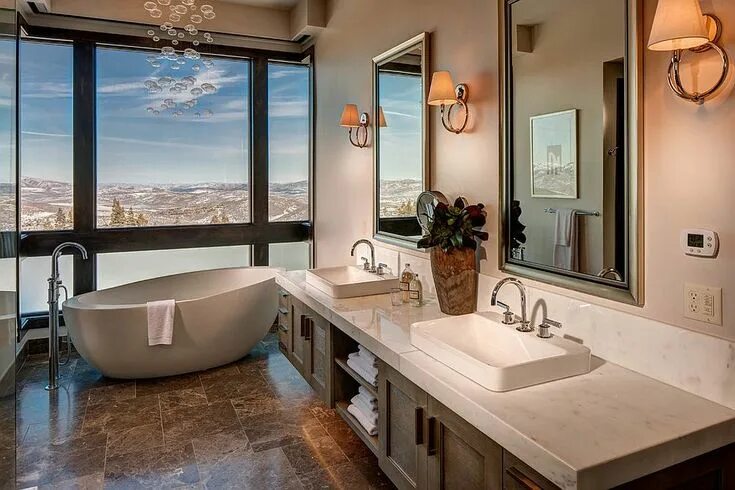 Картинки интерьера ванной Framed to Perfection: 15 Bathrooms with Majestic Mountain Views Bathroom design,