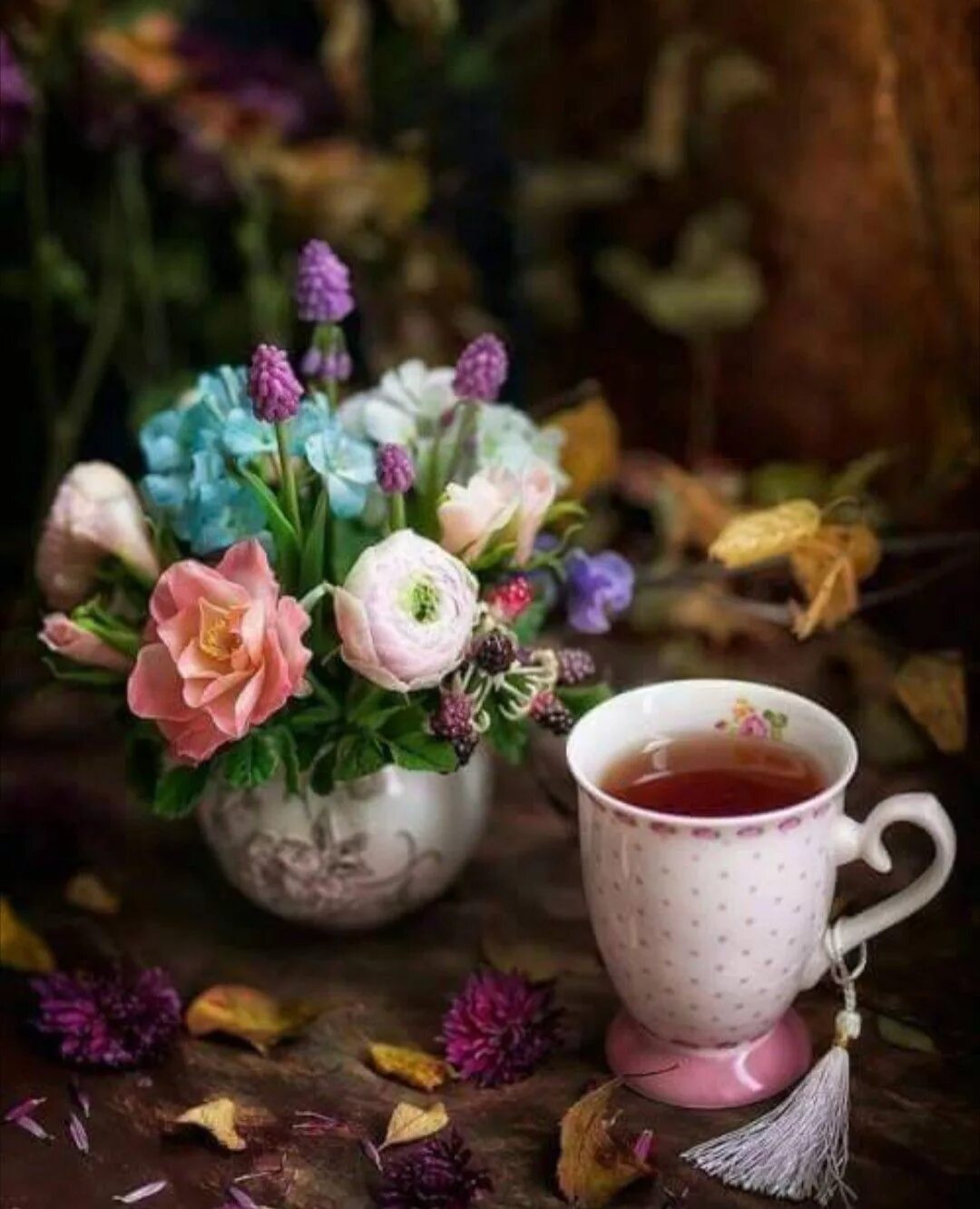 Картинки красивые разные с добрым утром Pin by Ana-Maria Șfaițer on goodies Flower tea, Raindrops and roses, Good mornin