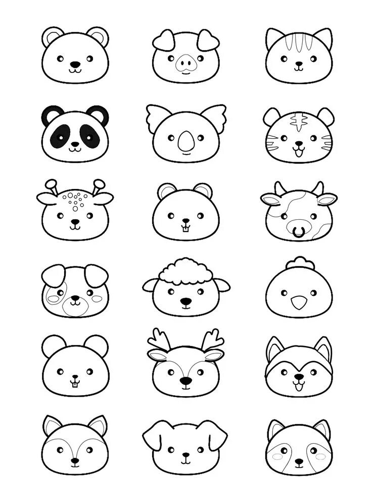 Картинки легких маленьких животных Image result for kawaii animals Panda coloring pages, Kawaii doodles, Cute easy 