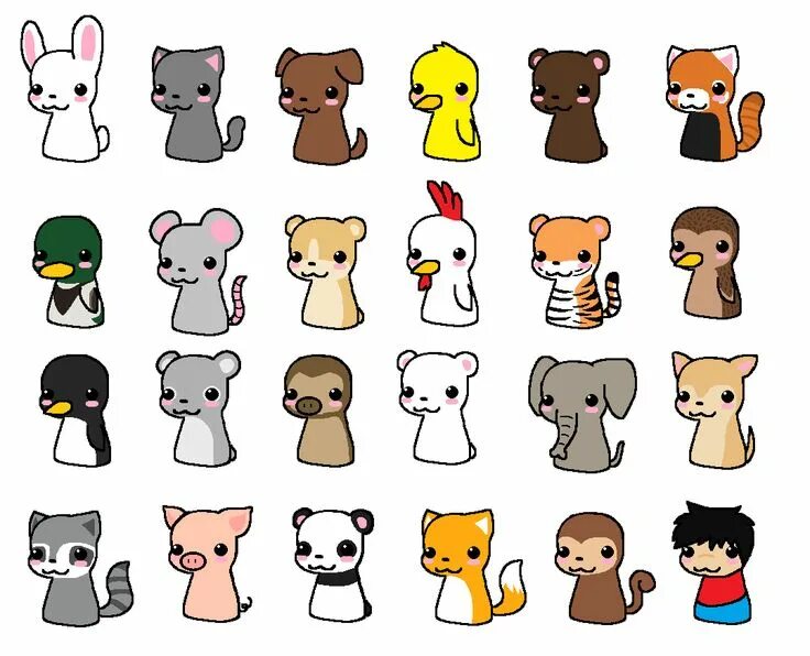 Картинки легких маленьких животных Chibi animals by Pixel-kit on DeviantArt Cute animal drawings, Cute animals with