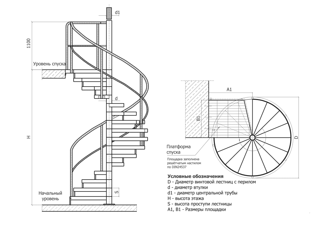 Картинки лестницы чертежи Купить винтовые лестницы - интернет-магазин "РешМеталл", Москва