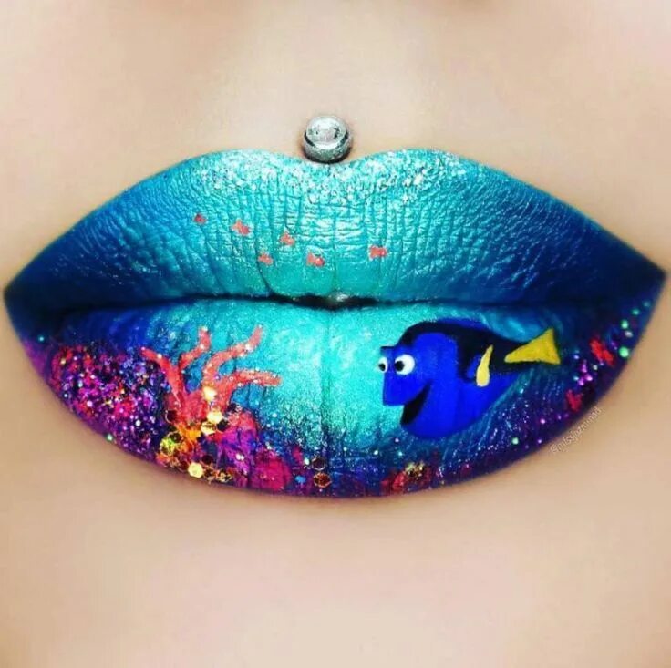 Картинки макияжа губ Le lip art poison "Nemo" dans l'océan de Jazmina Daniel. My fav http://to.consum