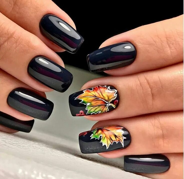 Картинки маникюра 2024 осень Rezultat iskanja slik za яркий осенний маникюр 2018 Black acrylic nail designs, 