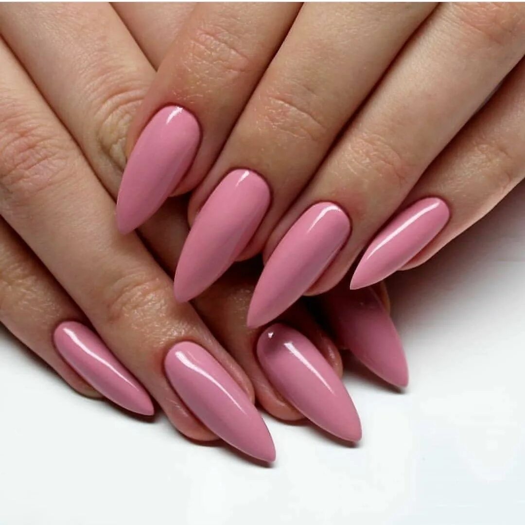 Картинки маникюра миндаль Pink nails Unhas