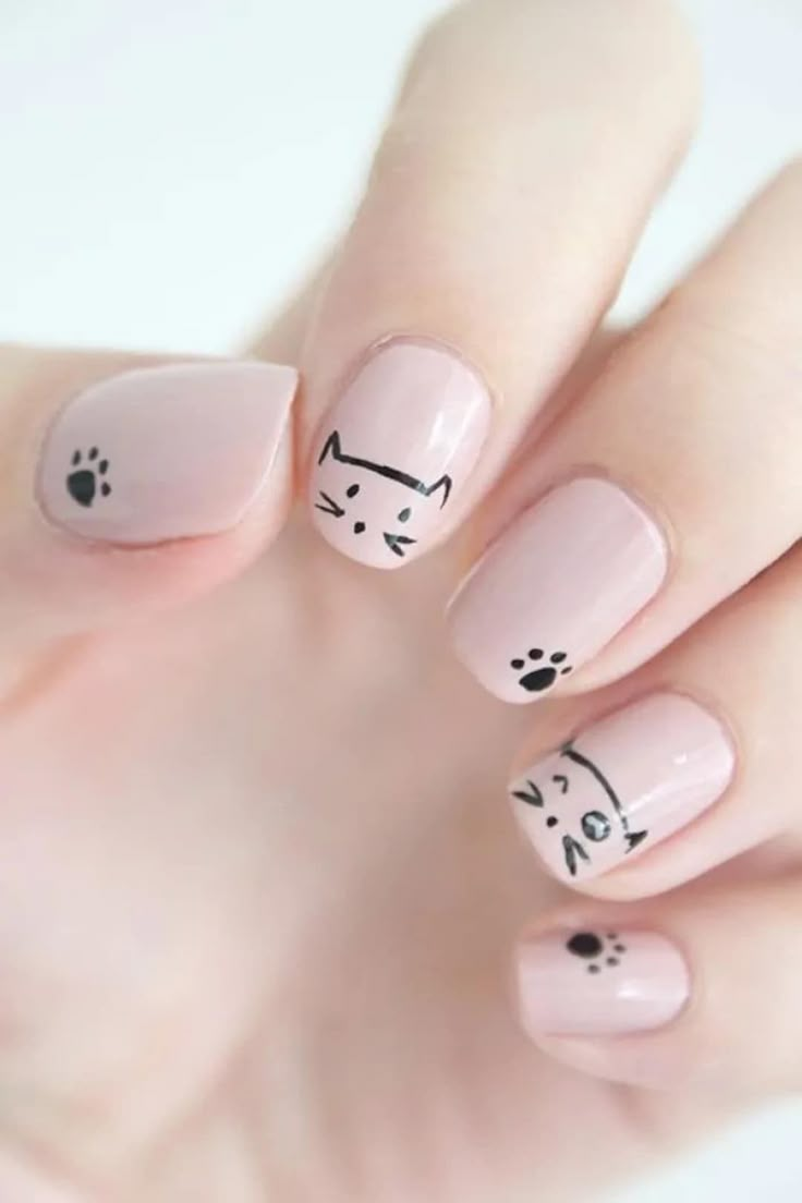 Картинки маникюра на короткие ногти Cute Cat Kitten 3D Nail Stickers - Etsy Nail designs, Nail art, Gel nails