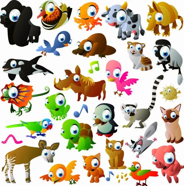 Картинки мультяшных животных free vector Cute cartoon animal images vector graphic available for free downloa