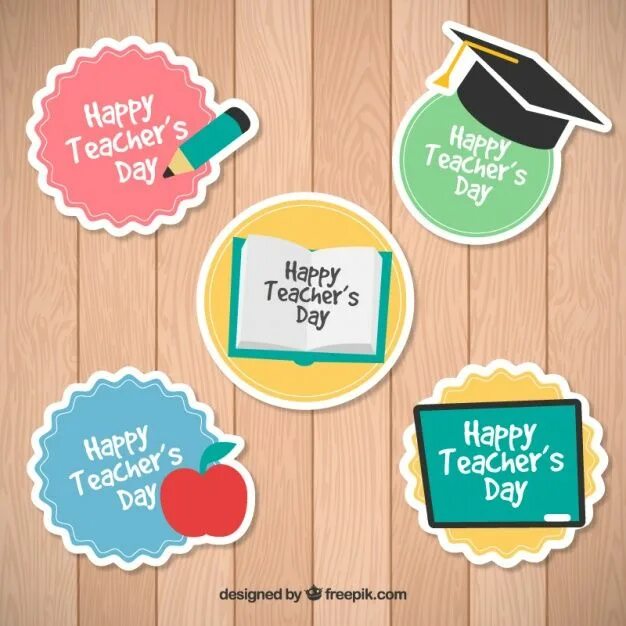 Картинки наклейки с днем учителя Stickers for teacher's day Free Vector Free Vector #Freepik #vector #freelabel #