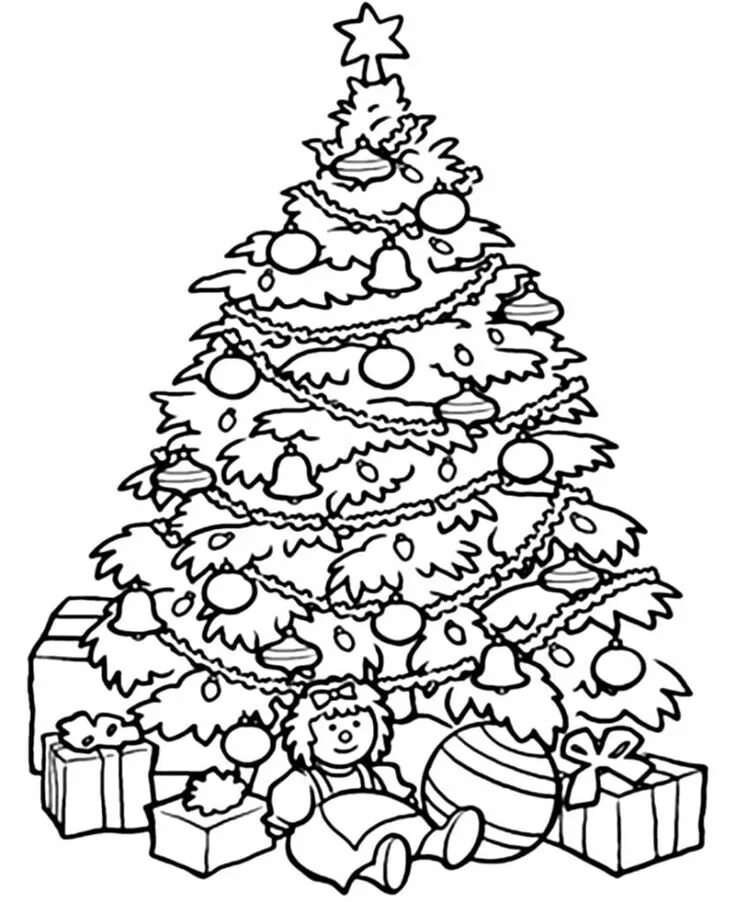 Картинки новый год чб Dibujos navideños para colorear Descarga GRATIS Christmas tree coloring page, Ch