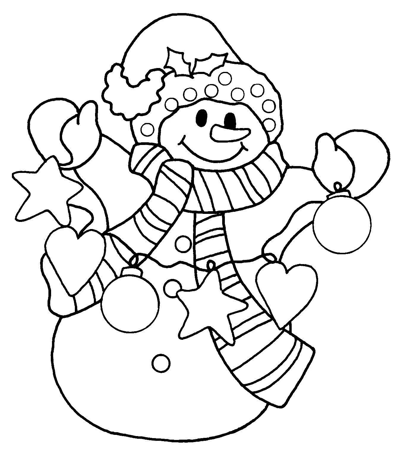 Картинки новый год чб Tipss und Vorlagen: Children Christmas Coloring Book Pages 2019 Snowman coloring