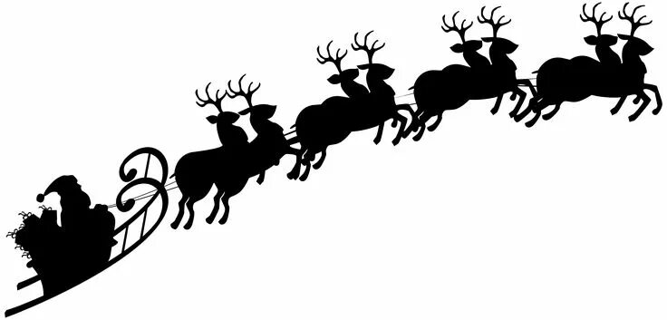 Картинки новый год чб Santa Sleigh Silhouette PNG Clipart Image Santa sleigh silhouette, Santa sleigh,