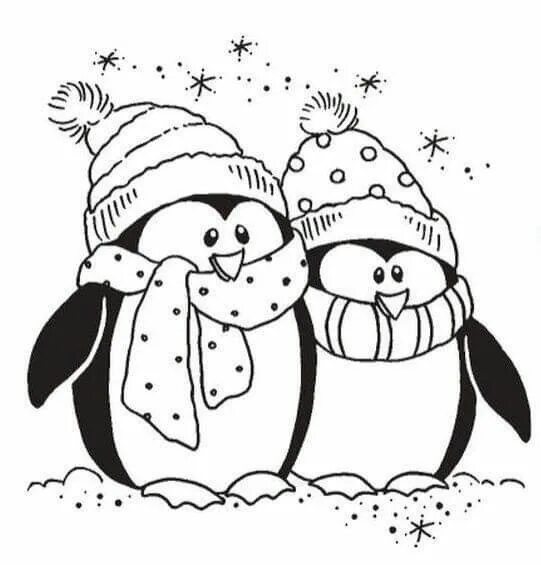 Картинки новый год чб Pin by Thelminha Mara on Pinguim Penguin coloring pages, Christmas coloring page