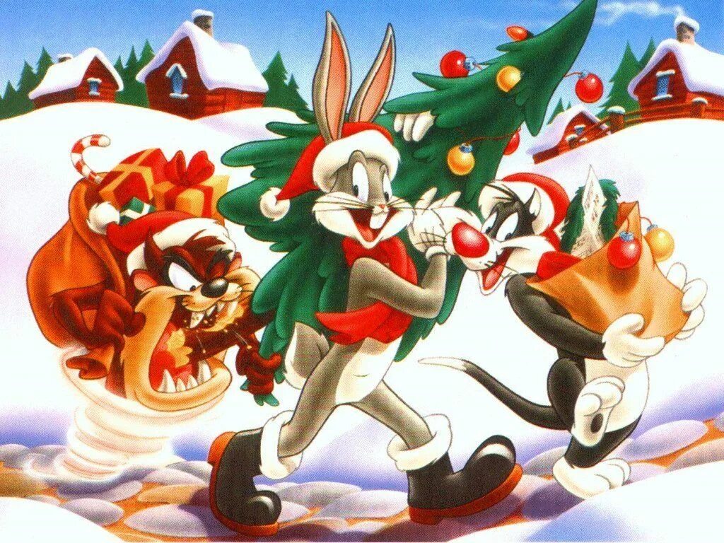 Картинки новый год мультики Looney Tunes Wallpaper: Looney Tunes - Xmas Holiday cartoon, Merry christmas ani