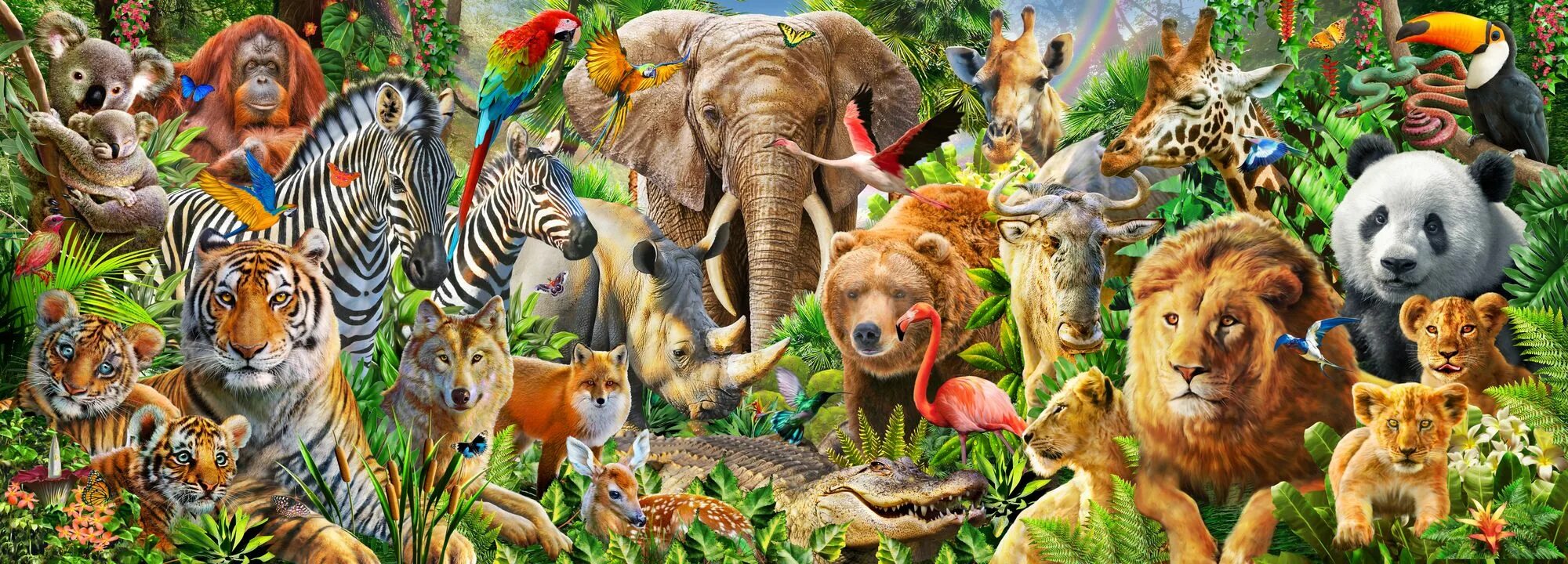 Картинки онлайн животные Animal Mix Panorama hhh Puzzle art, Animals images, Josephine wall