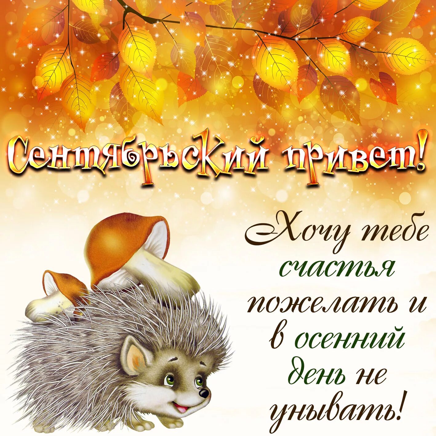 Картинки осени с добрыми пожеланиями Скачать открытку с Сентябрьским Приветом