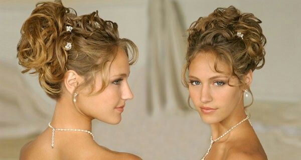 Картинки прически на средние Loose curl up do Wedding hairstyles for medium hair, Long hair updo, Thin hair u