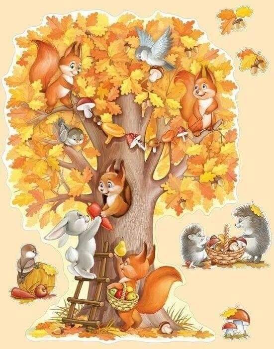 Картинки про осень для детского сада оформление Pin on Képek plakát Autumn art, Autumn illustration, Cute art