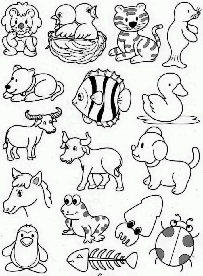 Картинки раскраски маленькие животные Pin by Trần ánh on Tranh tham khao Coloring pages, Animal coloring pages, Cartoo