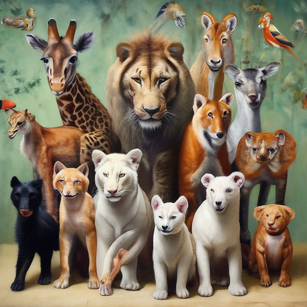 Картинки разных животных "A lot of different animals together" - image created in Shedevrum