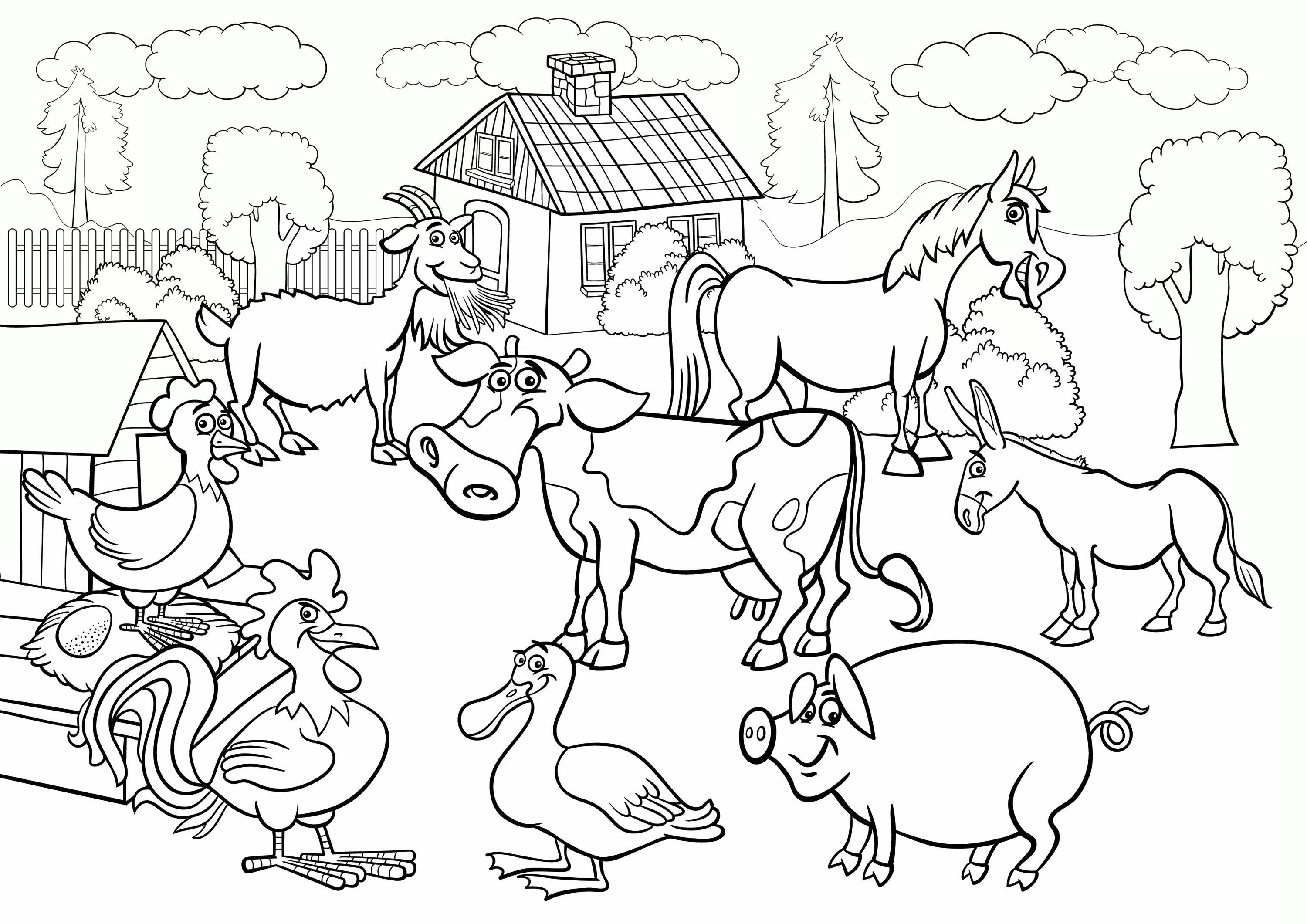Картинки разукрашки животные farm animal coloring worksheets preschool - Clip Art Library