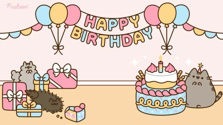 Картинки с дне рождения милый Pusheen Zoom Backgrounds Pusheen happy birthday, Happy birthday wallpaper, Birth