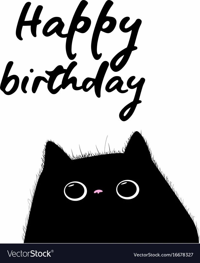 Картинки с днем рождения черные Happy birthday card with black cat vector image on VectorStock Happy birthday bl
