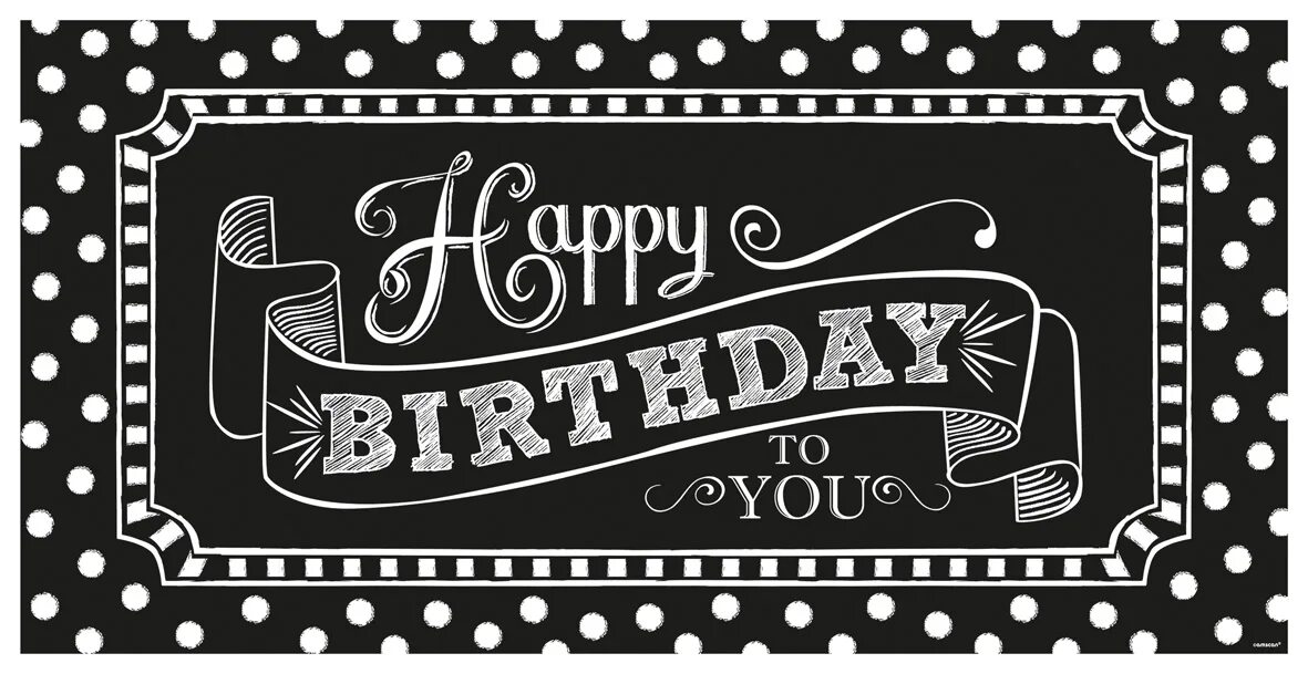 Картинки с днем рождения черные Happy Birthday To You Banner Black & White Party 165cm Party365.com