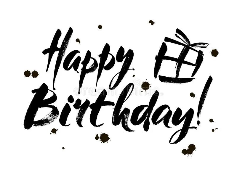 Картинки с днем рождения черные Happy Birthday Inscription. Greeting Card with Calligraphy. Hand Drawn Design. B