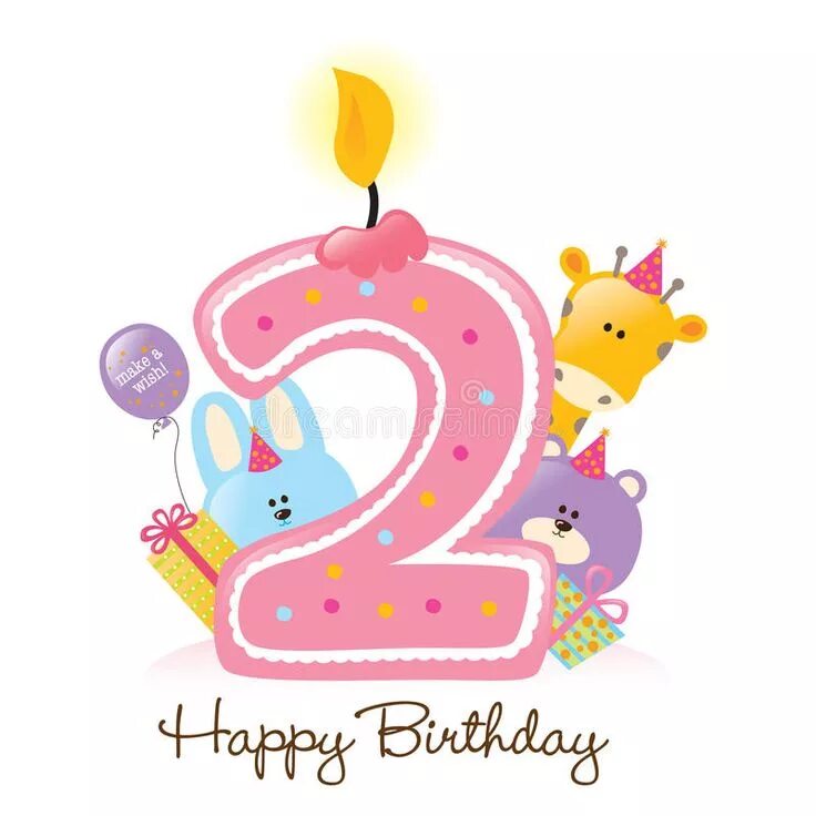 Картинки с днем рождения два Birthday Candle and Animals Isolated. Illustration of Happy Birthday Candle and 