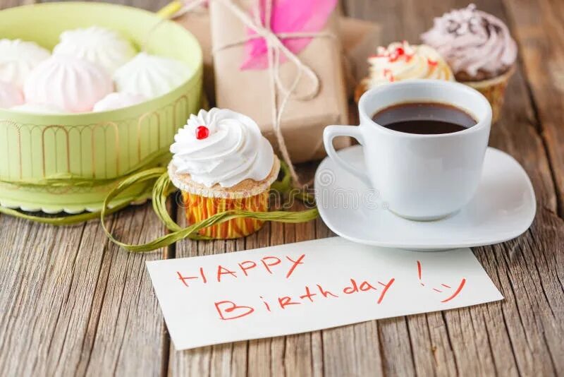 Картинки с днем рождения утром Cup of Coffee and Message Happy Birthday Stock Image - Image of flavored, mornin